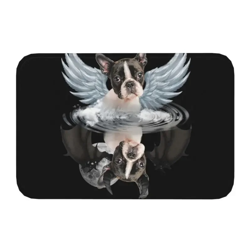 

Angel Boston Terrier Shadow Under Water Devil Boston Terrier Doormat Entrance Kitchen Door Floor Mats Dog Pattern Carpet Rug