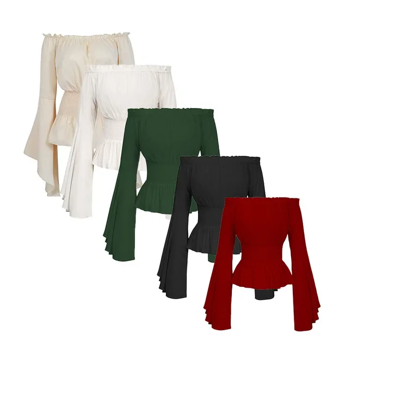 SN55Renaissance блузка крестьянская женская рубашка с открытыми плечами и рукавами в