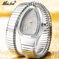 2022 new missfox womens watches top luxury brand iced out quartz watch diamond steel aaa ladies jewelry clock rel%c3%b3gio masculino