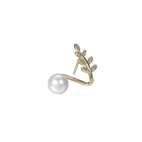 small clear fresh leaves pearl tower stud earrings female contracted temperament zircon 14 k gold earrings accessories earrings