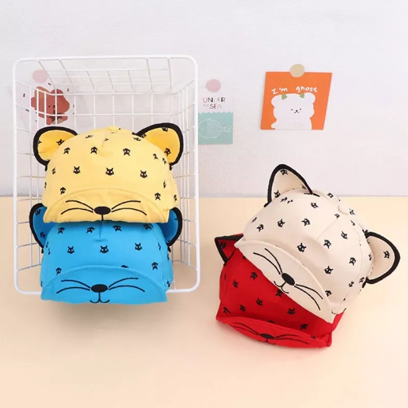 Fashion Kitty Design Cat Baby Hat Spring Summer Hats Boys Girls Multicolor Casual Bucket Kids Bucket Hat Baby Cute Caps