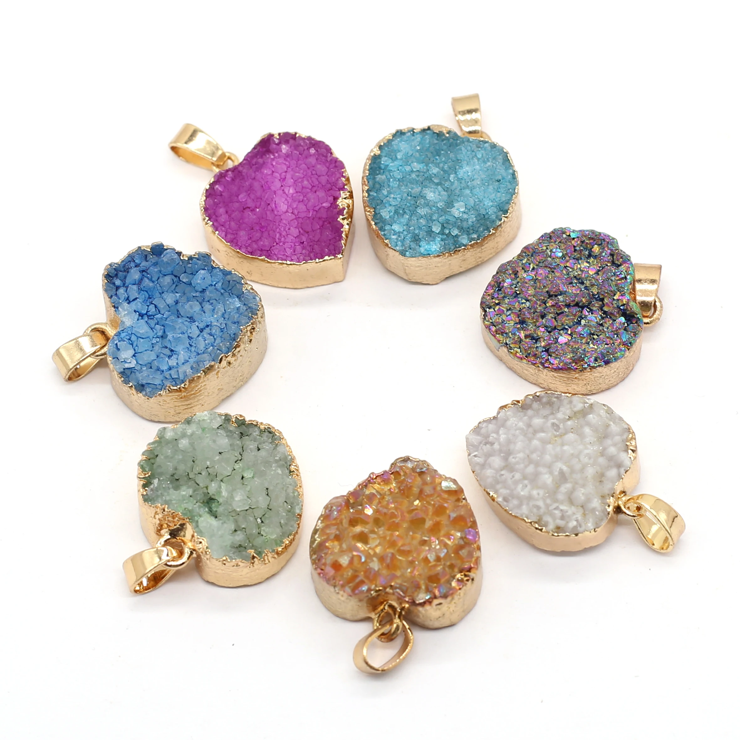 

1pcs Natural Stone Mixed Colors Green Purple Pendant for Jewelry Making DIY Women Necklace Bracelet Accessories Size 22x25mm