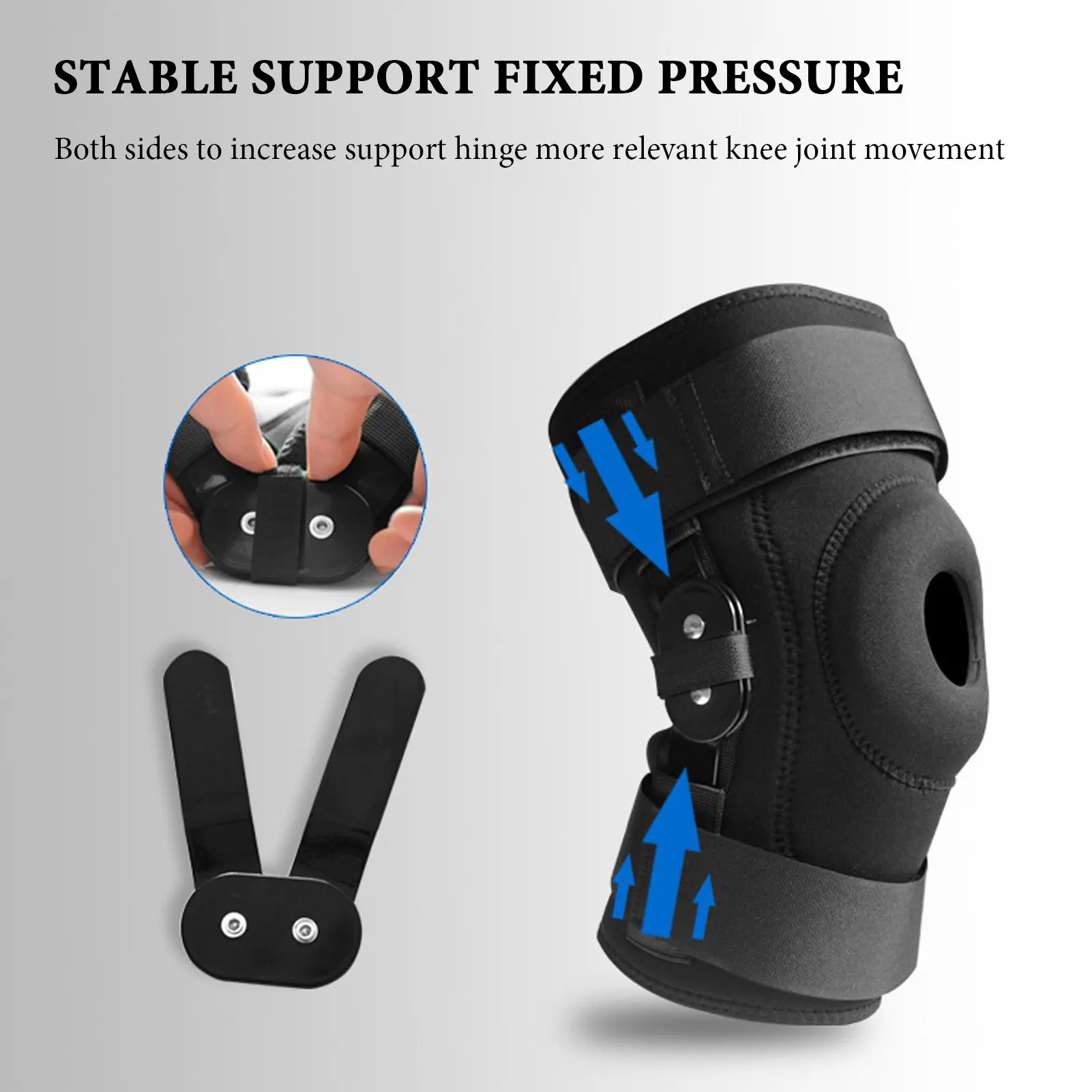 

Hinged Knee Brace Support Side Patella Stabilizers with Strap Sports Knee Protective Pads for Knee Protection and Pain Relief