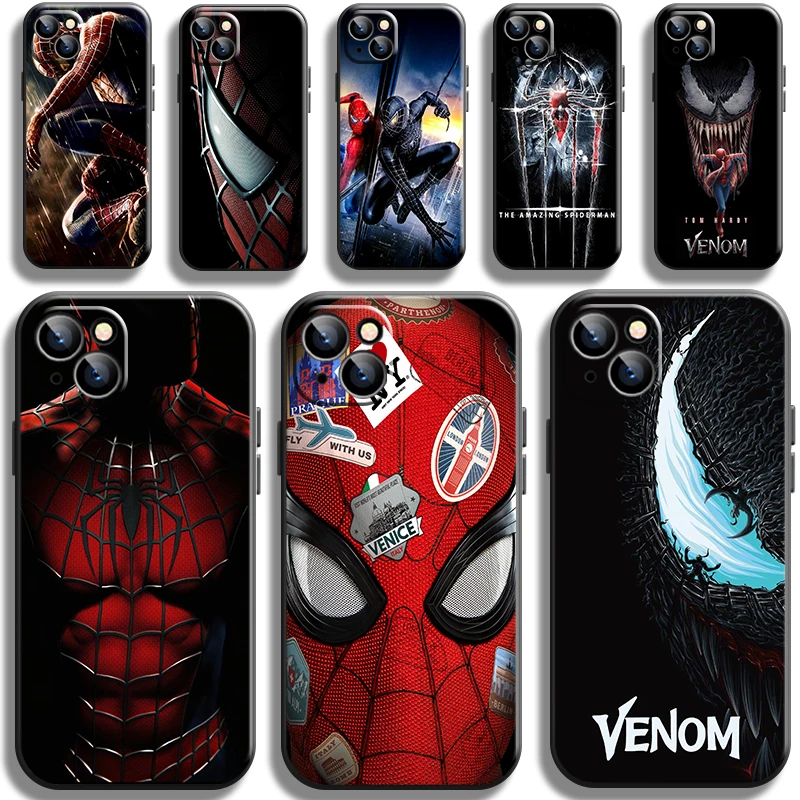 

Marvel Spiderman Venom Phone Case For iPhone 13 12 Pro Max Mini 11 Pro X XR XS Max 6 6S 7 8 Plus Se2 Back Funda Liquid Silicon