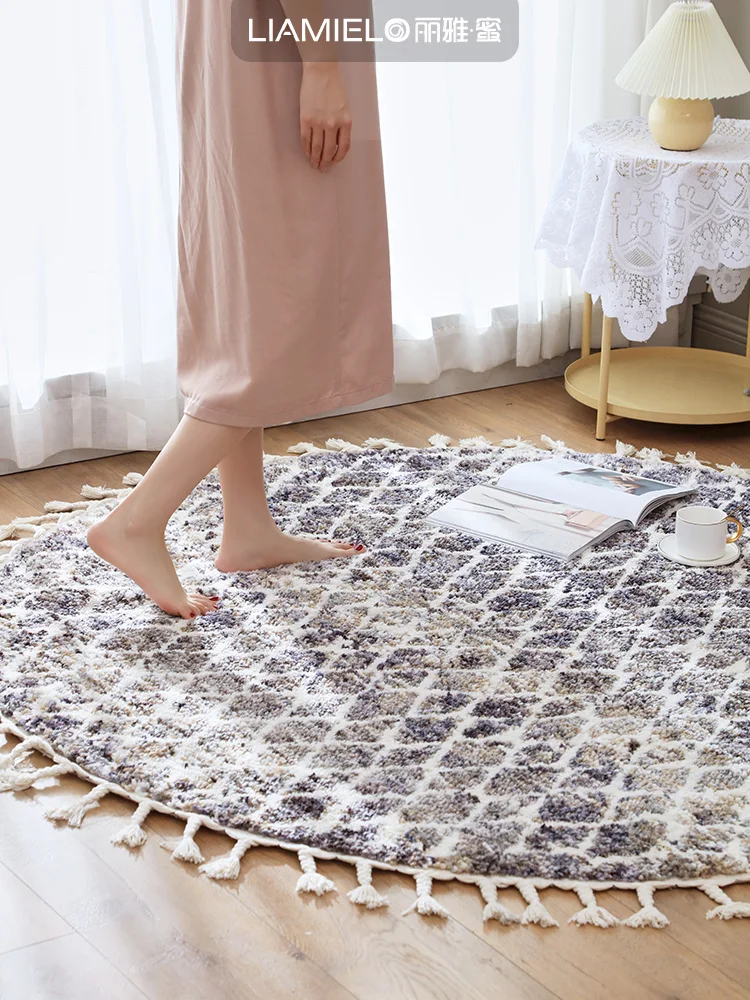

Cat-feel carpet round living room bedroom modern light luxury Nordic wabi-sabi padded bed carpet area rug for living room