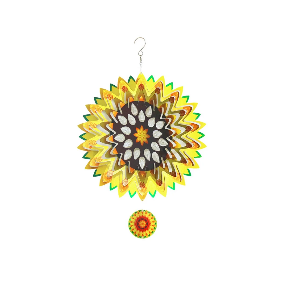 

Sunflower Wind Spinners-12 Inche 3D Reflective Hanging Wind Spinners 3D Garden Sculpture Spinners Outdoor Hanging Decor