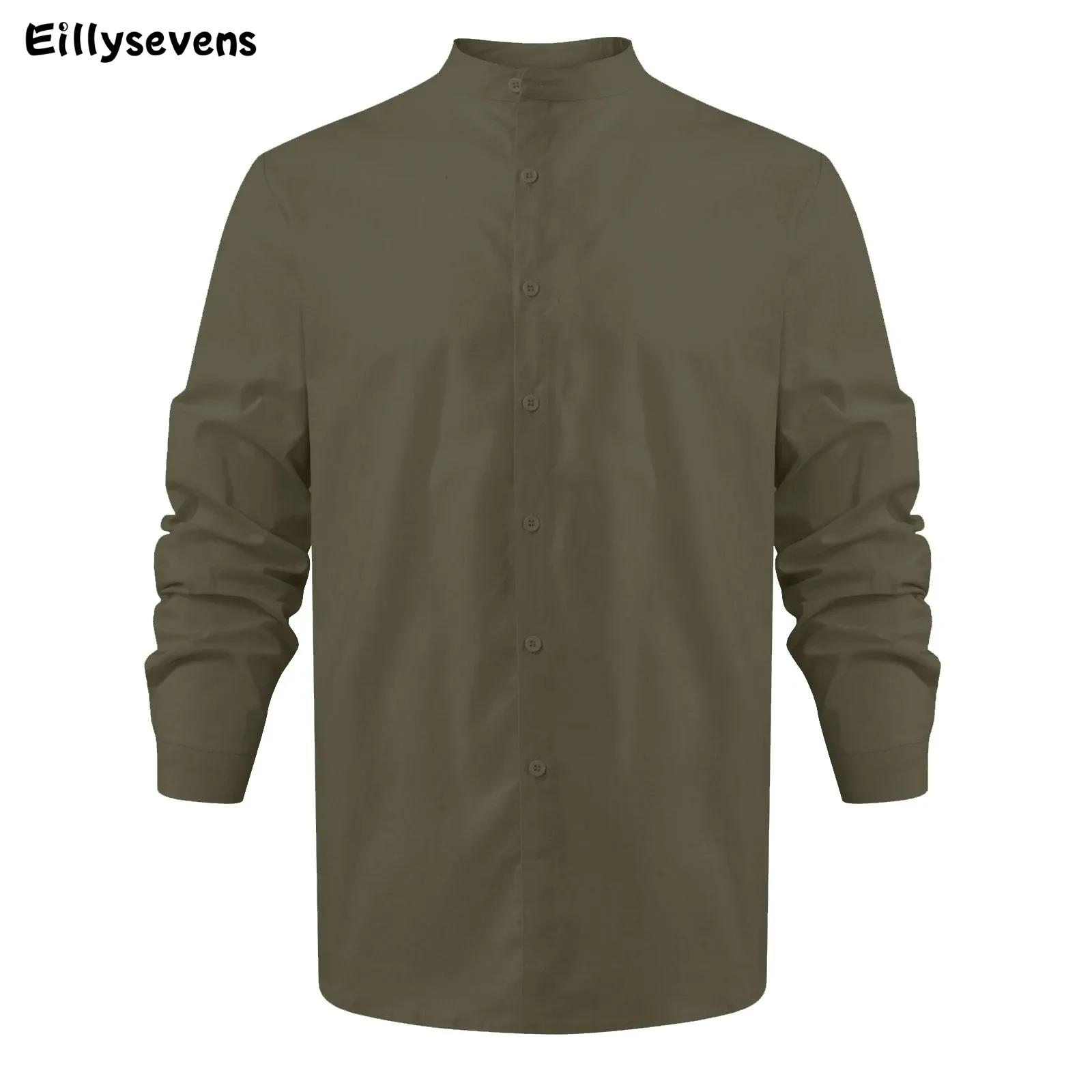 Летние мужские рубашки повседневная блузка с воротником-стойкой