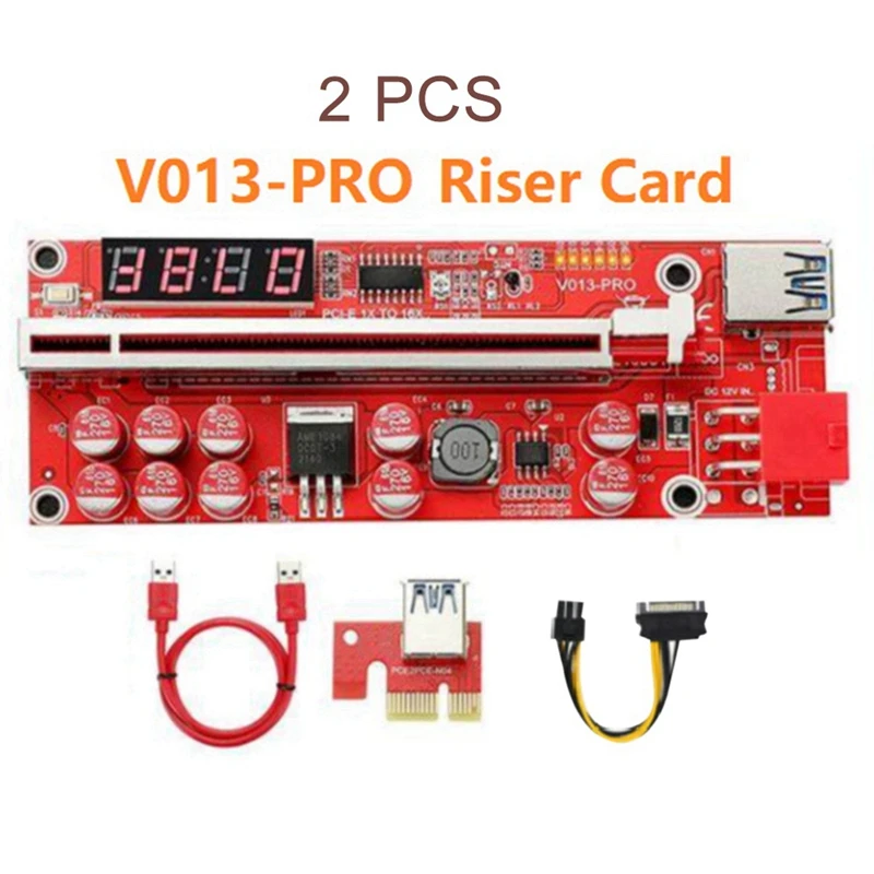 

Плата расширения V013 Pro PCIE, PCI Express X1 на X16, кабель питания SATA, кабель USB 3,0 для майнинга