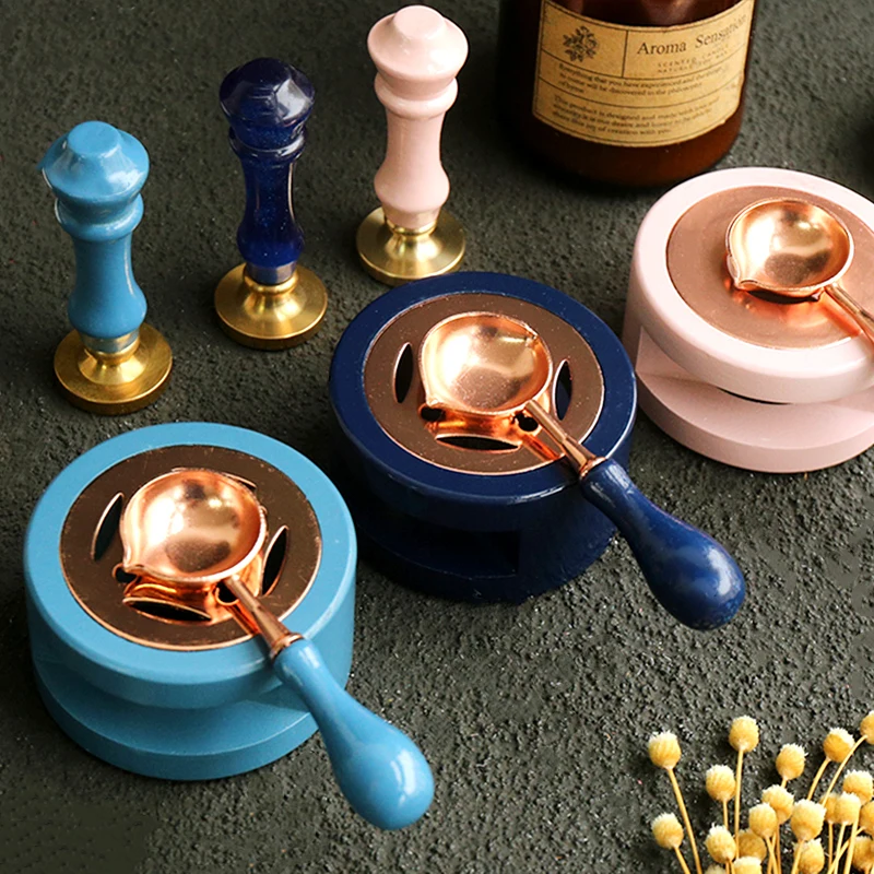 

Wax Seal Stamp Set Retro Furnace Stove Pot Wood Handle Sealing Wax Spoon Sealing Decorative for Candle Wax Stamp Craft Supplies