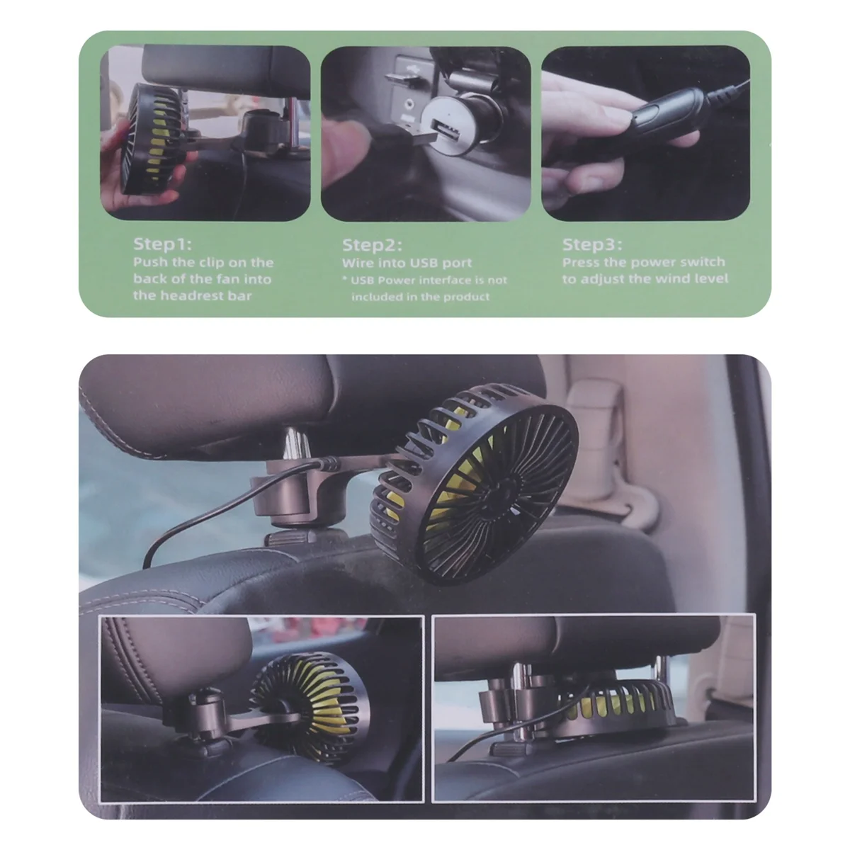 

Автомобильный Вентилятор охлаждения, задний вентилятор с USB-разъемом для заднего сиденья автомобиля, 3-скоростной вентилятор с клипсой для автомобиля, грузовика, фургона, внедорожника, домов на колесах, лодки