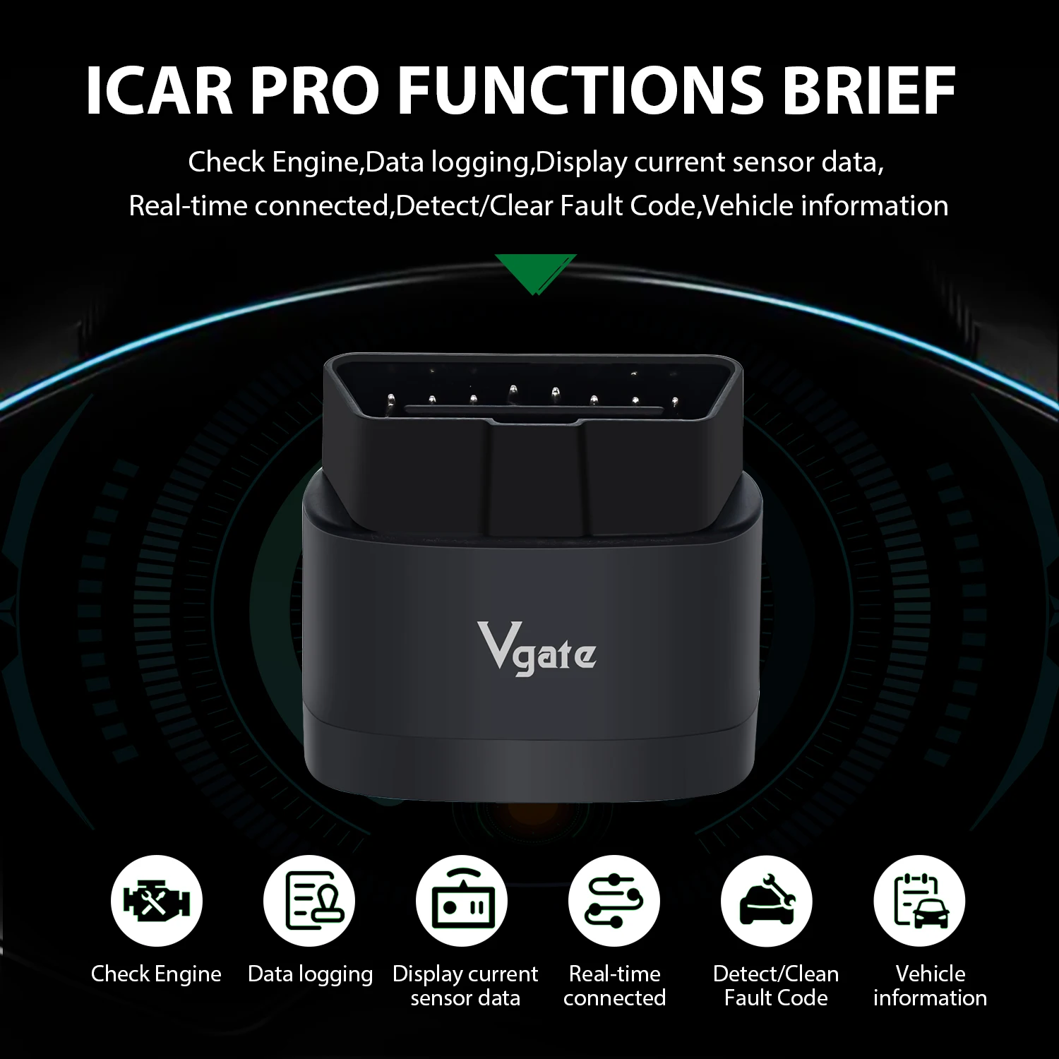 Фото Новый автомобильный диагностический сканер Vgate iCar Pro 2S ELM327 Bluetooth для Android/IOS/ПК OBD2 ELM327 V2.3 обновленный OBD2 №5