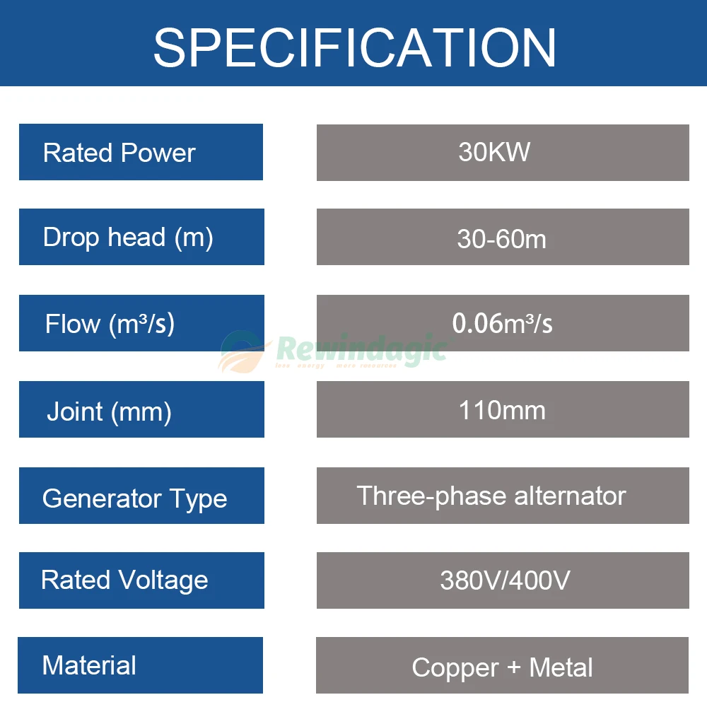 Гидравлический турбинный генератор мощностью 30 кВт 30000 Вт трехфазный 380 В 400