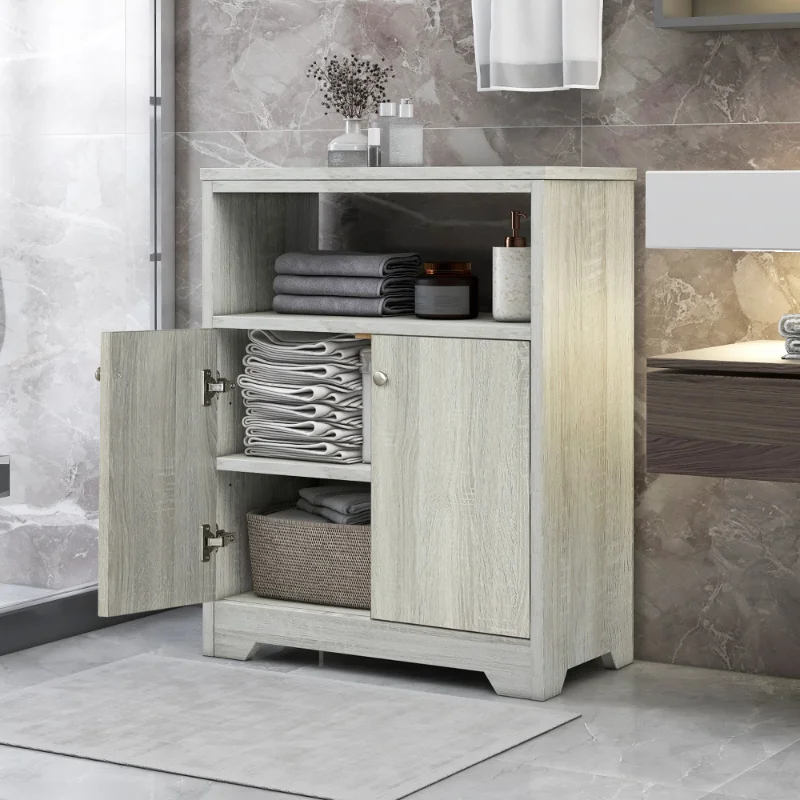 

Bathroom Cabinet with Adjustable Shelves\ Storage Cabinet for Home Kitchen\ Freestanding Floor Cabinet Easy To