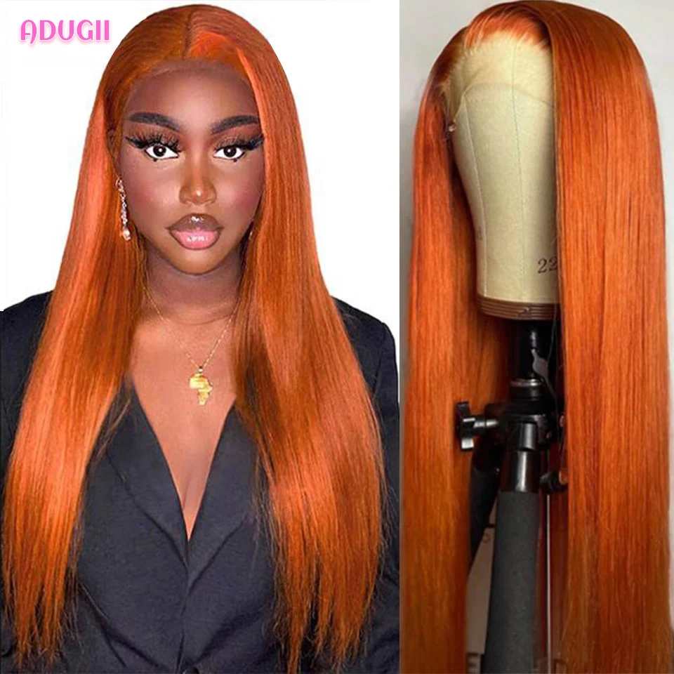 Ginger Orange Straight Lace Front Human Hair Wigs Brazilian Human Hair Wig Colored Lace Front Wig For Black Women