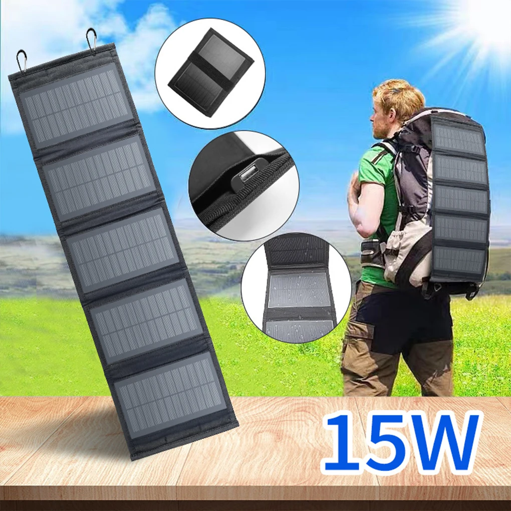 

15W Solar Panel Bag Foldable Portable Smartphone Charger Accessories