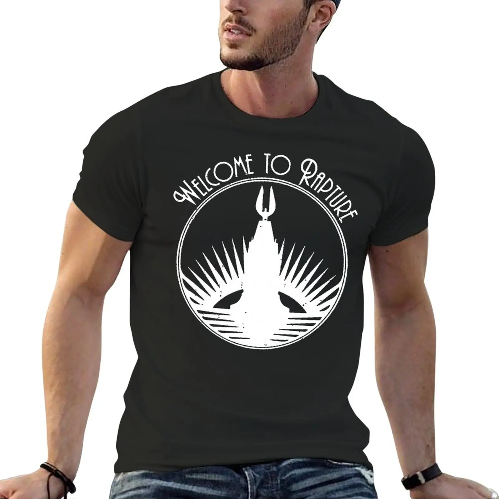 Bioshock Добро пожаловать в Rapture Essential для (3) футболка с круглым вырезом рекламный Топ