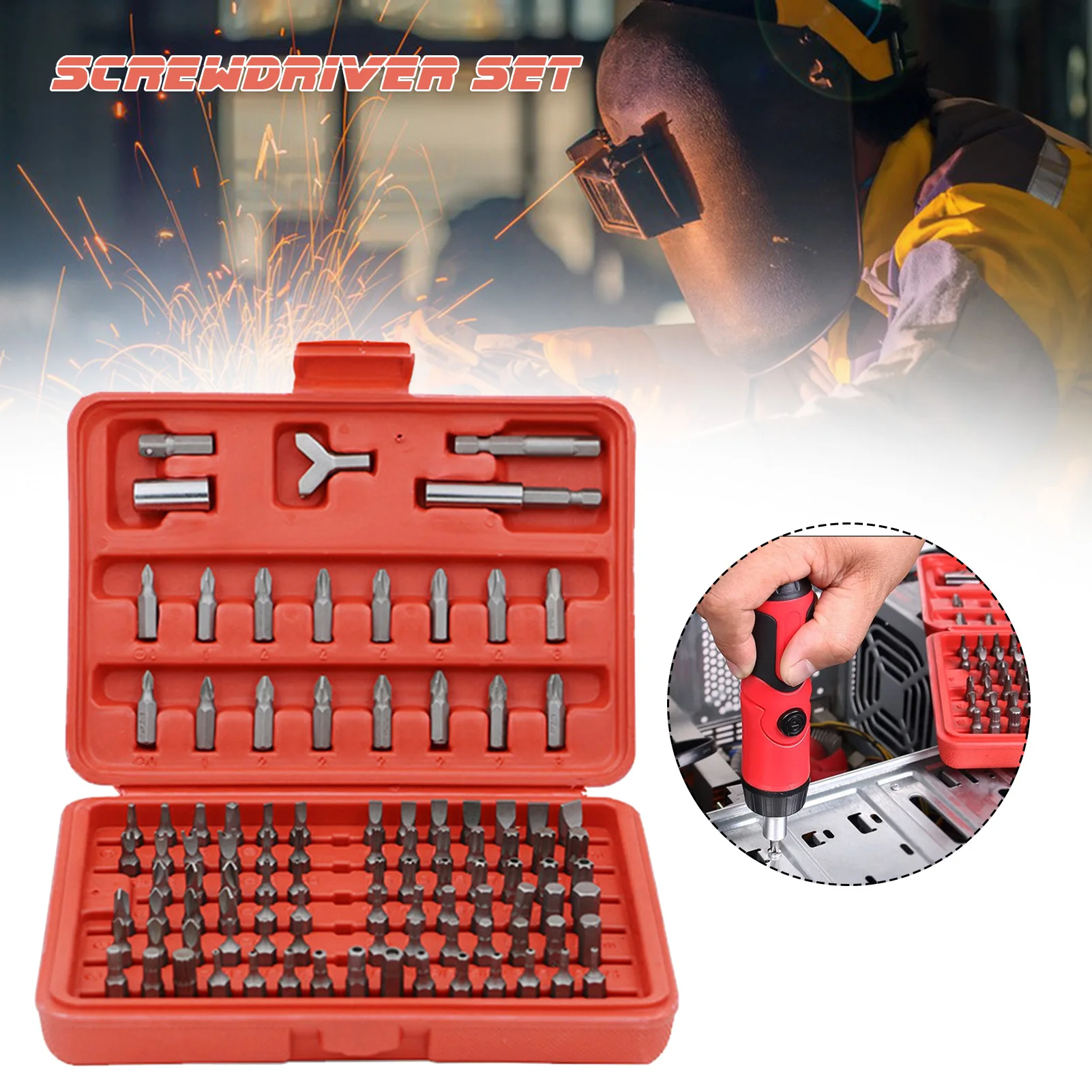 

100 Pcs/Box Screwdriver Bits Durable Chrome Vanadium Steel Screwdriver Head Kit Screw Nut Drivers Screwdriver Accessories Tools