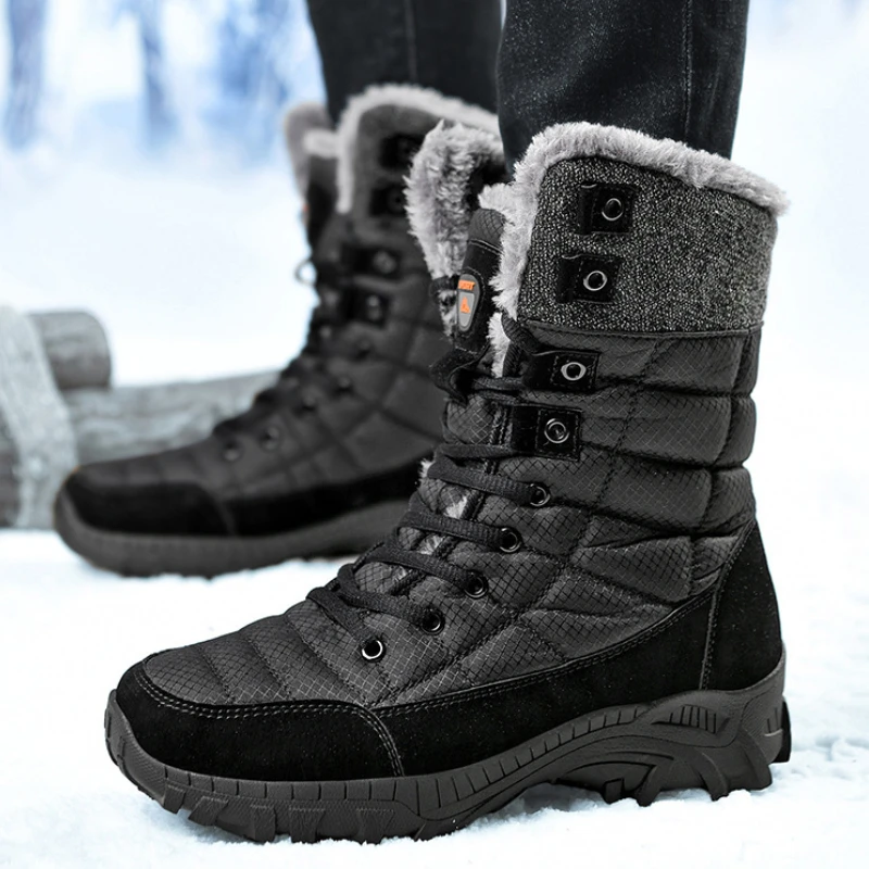 

ботинки тактические сапоги мужские зимние ботинки мужские ботинки мужские мужские ботинки Мужские зимние ботинки, зимние однотонные флисовые теплые высокие уличные ботинки для альпинизма, утепленные хлопковые ботинки
