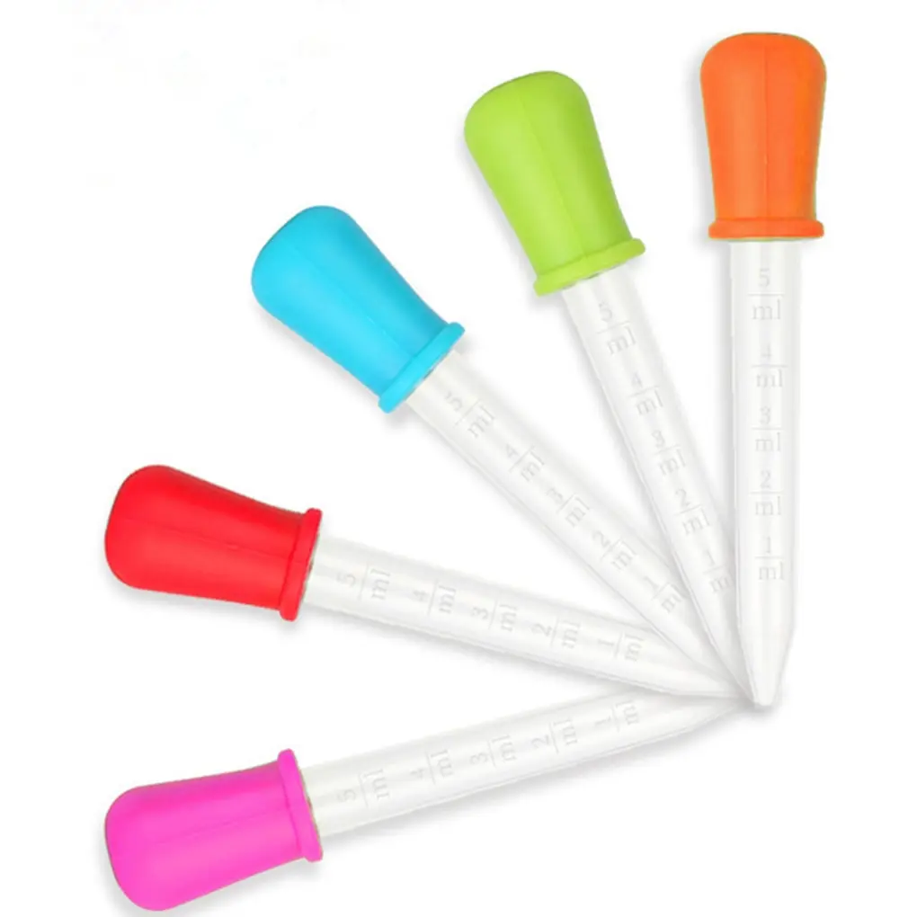 

6/10pcs Baby Droppers Detachable Feeding Pipettes Washable Reusable Laboratory Experiment Food Feeder Accessories Random Color