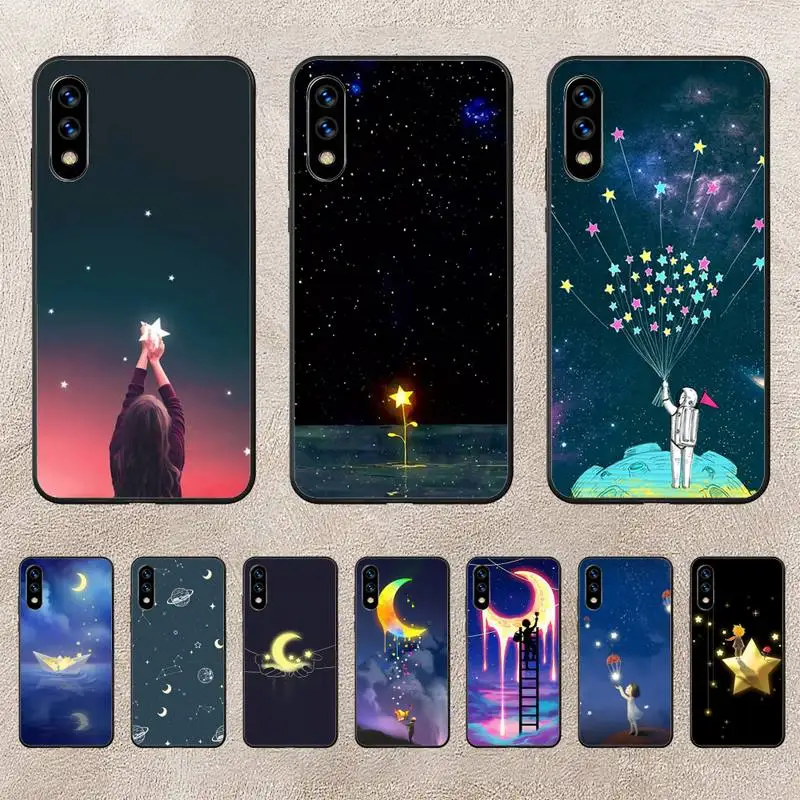 

Starry Sky Moon And Stars Phone Case For Huawei P10 P20 P30 P50 Lite Pro P Smart Plus Cove Fundas