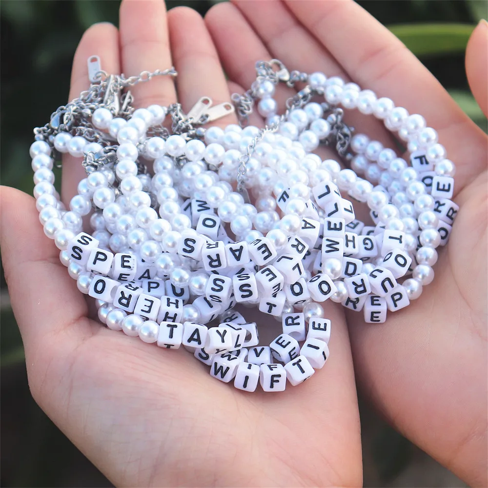 Folklore Music Album Speak Now TS Inspired Pearl Bracelets For Reputation Singer Taylor Lover Fan Concert Gift SWIFTIE Jewelry