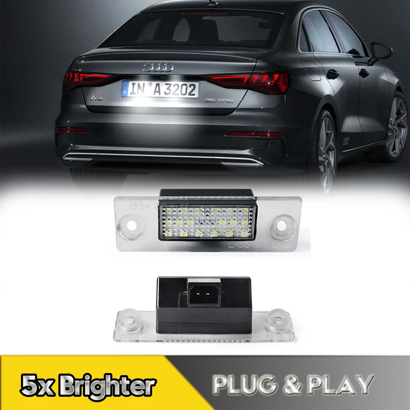 

2Pcs Canbus LED License Plate Lights For Audi A3 S3 A4 S4 B5 8L Limpusine Facelift Avant Car Rear Number Plate Lamps 18smd White