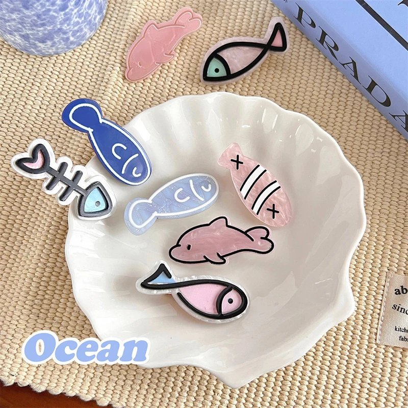 

Korean Style Creative Little Fish Bone Hairpin Barrettes Summer Cartoon Dolphin Clip Funny Hair Accessories For Women Headwear