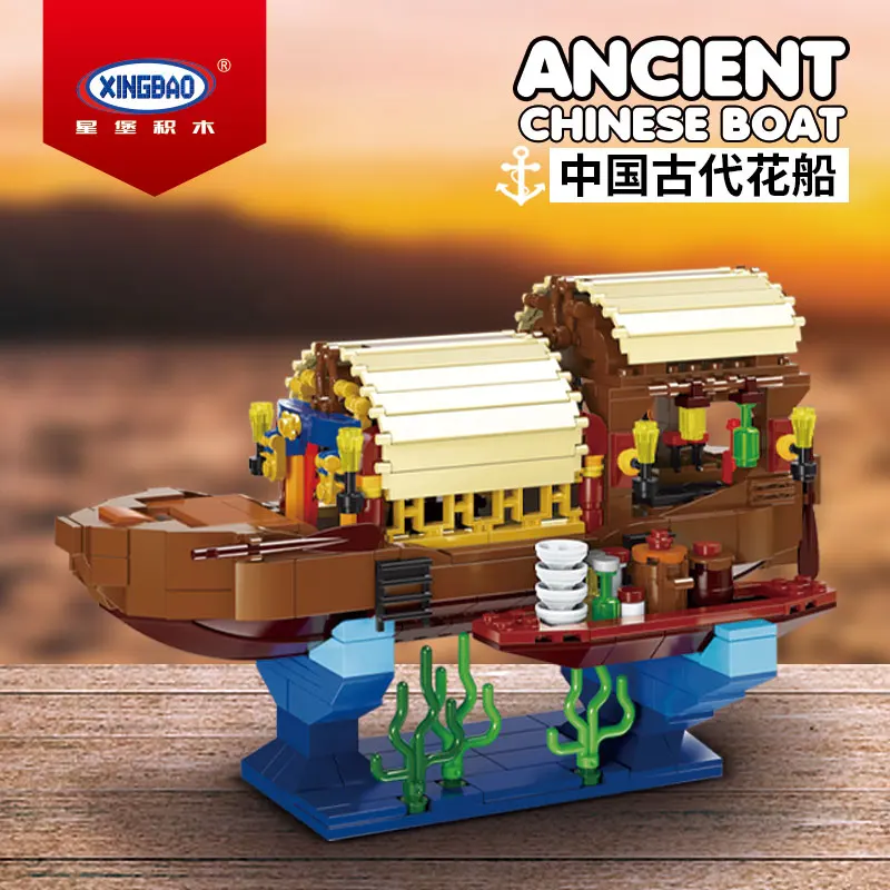 

Креативная модель MOC 18010 18011 18012 18013 древняя китайская лодка, строительные блоки в сборе, кирпичи, игрушки, образовательные рождественские подарки