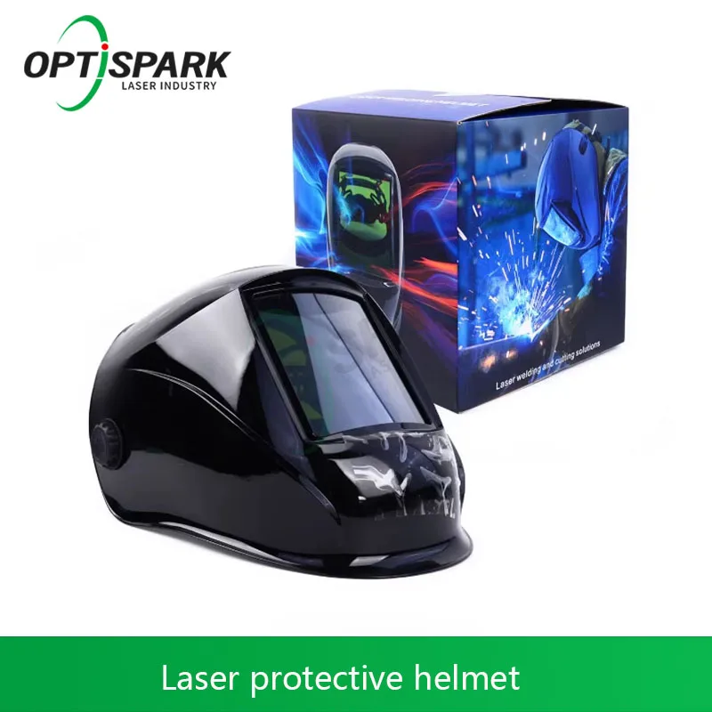 Фото Защитная маска для лазерной сварки/резки OPTISPARK 1003нм OD8+ с сертификацией CE, лазерный защитный шлем с широким обзором и защитой от излучения. №2