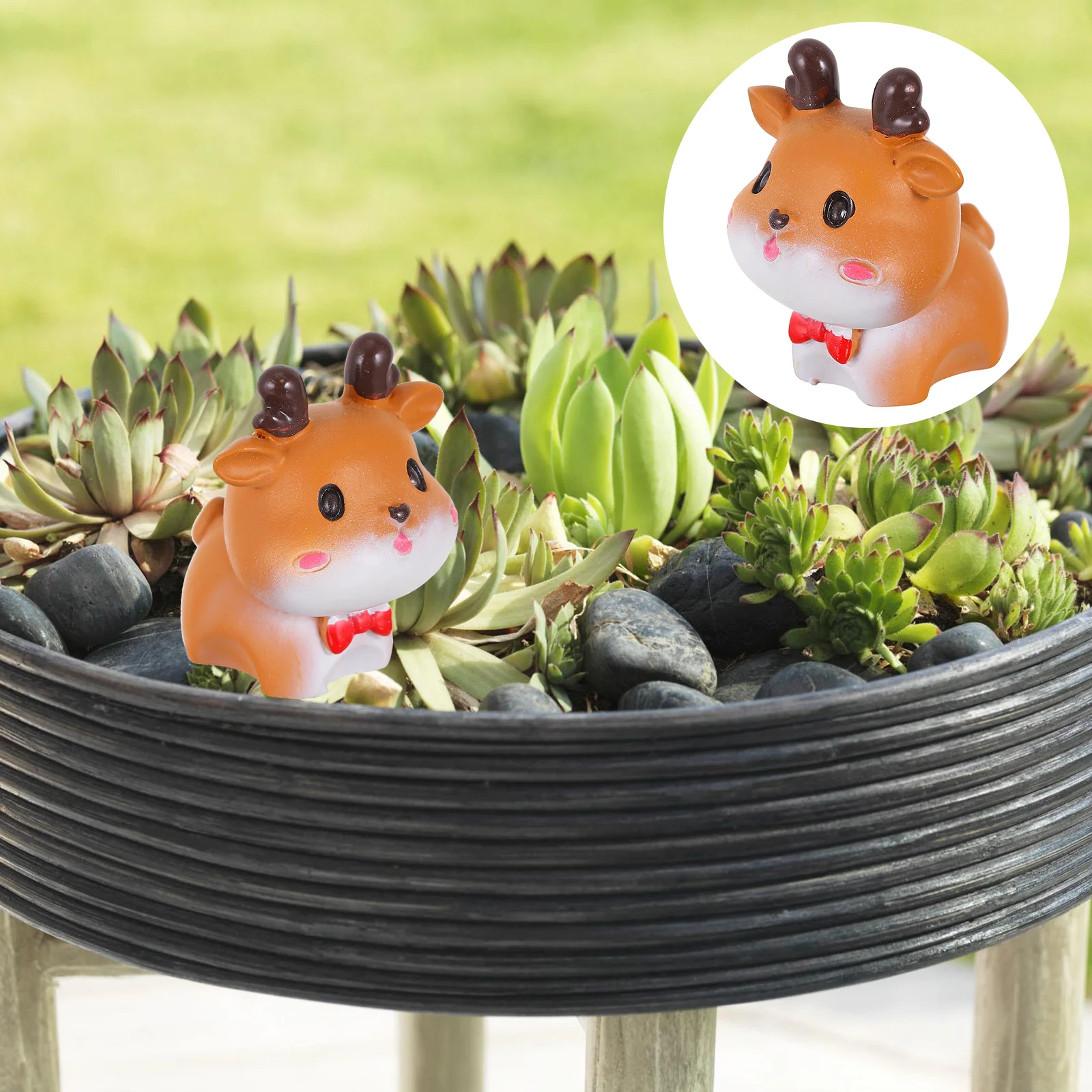 

Resin Deer Figurines Animal Reindeer Elk Figurine Fawn Sitting Landscape Micro Car Animals Dashboard Kids Statue Christmas Toy