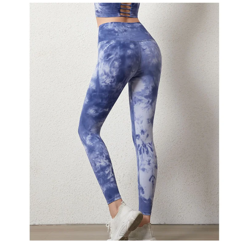 Yoga Leggings Women High Quality Tie Dye Sports Fitness High Waist Stretch Hip Lift Seamless Nude Feel Running Gym Pants