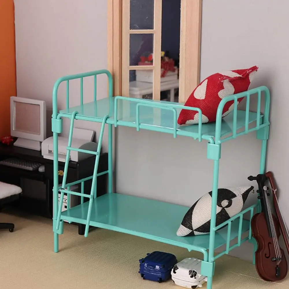 

Dollhouse Bunk Beds 1/12 Doll House Double Layer Bed Dormitory Playing House Scene Model Doll Bedroom Miniature Furniture House