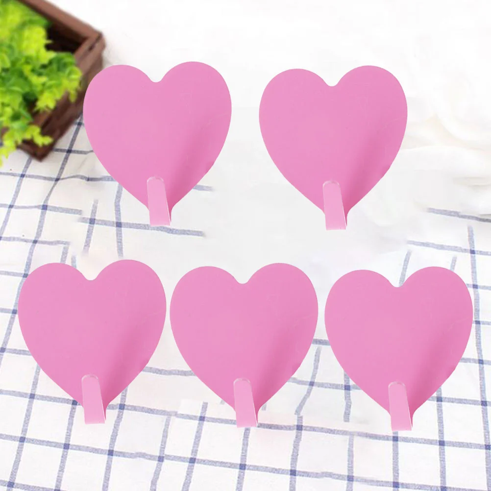 

5Pcs Hooks Kitchen Sticky Hooks Key Hook Seamless Sticky Hook Hanging Sticky Hooks Pack Wall Hooks Heart Shape Hook