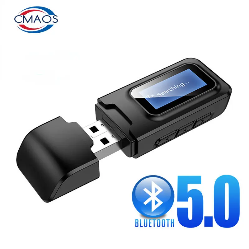 USB Bluetooth Receiver Transmitter Audio Bluetooth 5.0 Adapter For Car PC TV HD HiFi Receptor Wireless Adapter LCD 3.5MM AUX