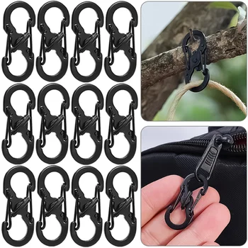 Carabiner Clip with Lock Camping Outdoor S Type Mini Keychain Hook Anti-Theft Outdoor Climbing Backpack Buckle Key-Lock Tool 1