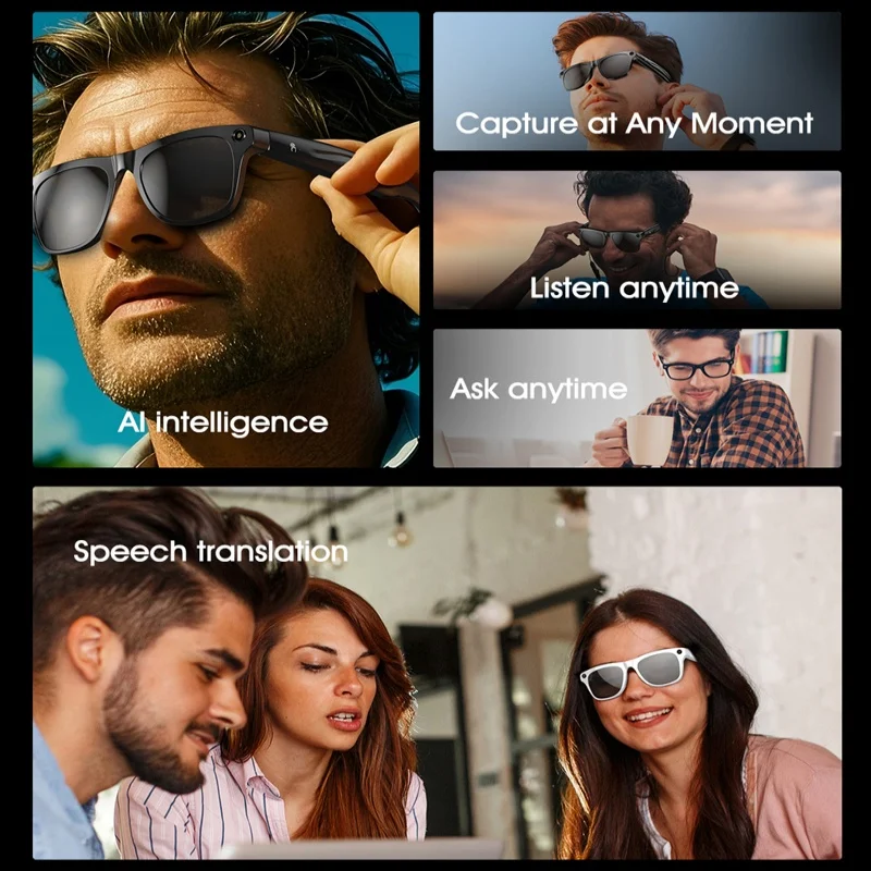 Фото Умные очки 4K HD с изменением цвета, ИИ, Chat GPT, камерой 100 МП, Bluetooth-звонками, голосовым помощником, управлением голосом, Новинка 2026 года №4