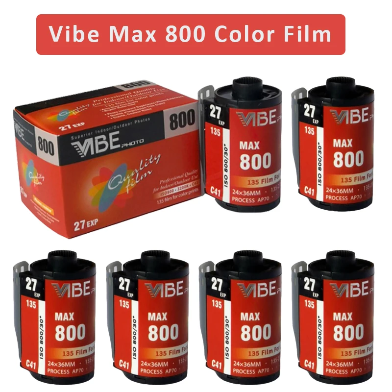 

5Roll/6Roll/10Roll VIBE Max 800 Color film ISO 800 135 Negative film 27EXP/Roll for VIBE 501F Camera（Expiration Date: May 2024）