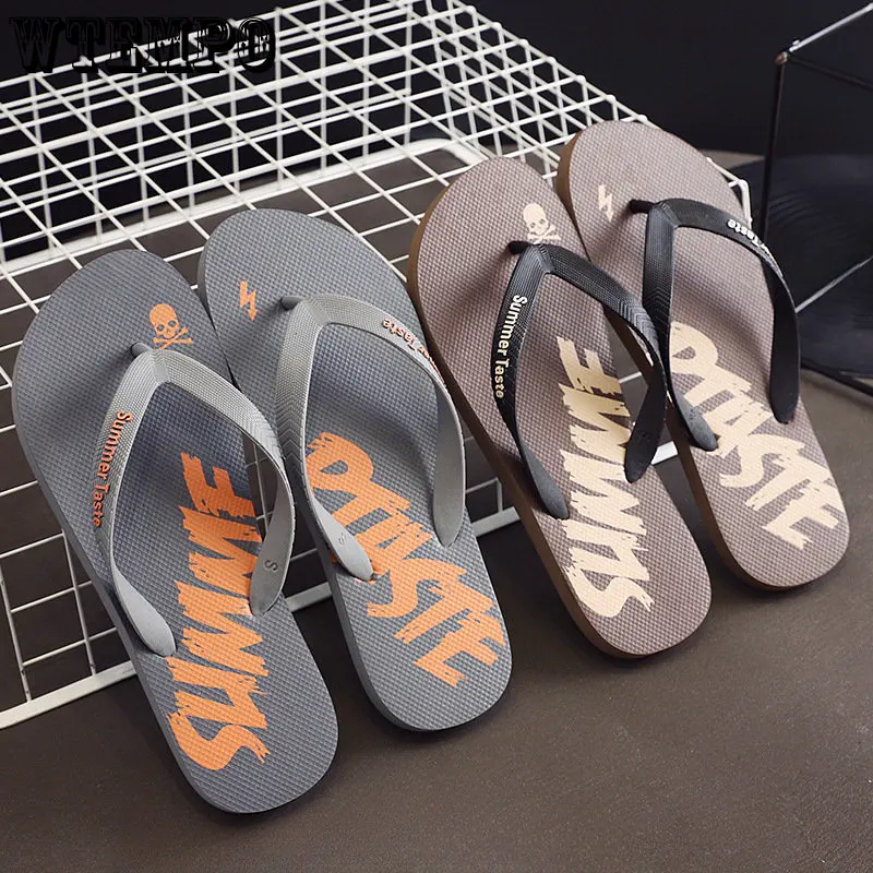 

WTEMPO Summer Personality Art Flip-flops Indoor and Outdoor Fashionable Embossing Men Slippers Letter Leisure Beach Sandals