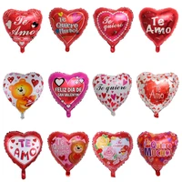 10pcs 18inch spanish bride and groom i love you foil mylar balloons love heart weddingvalentines day helium balloon globos