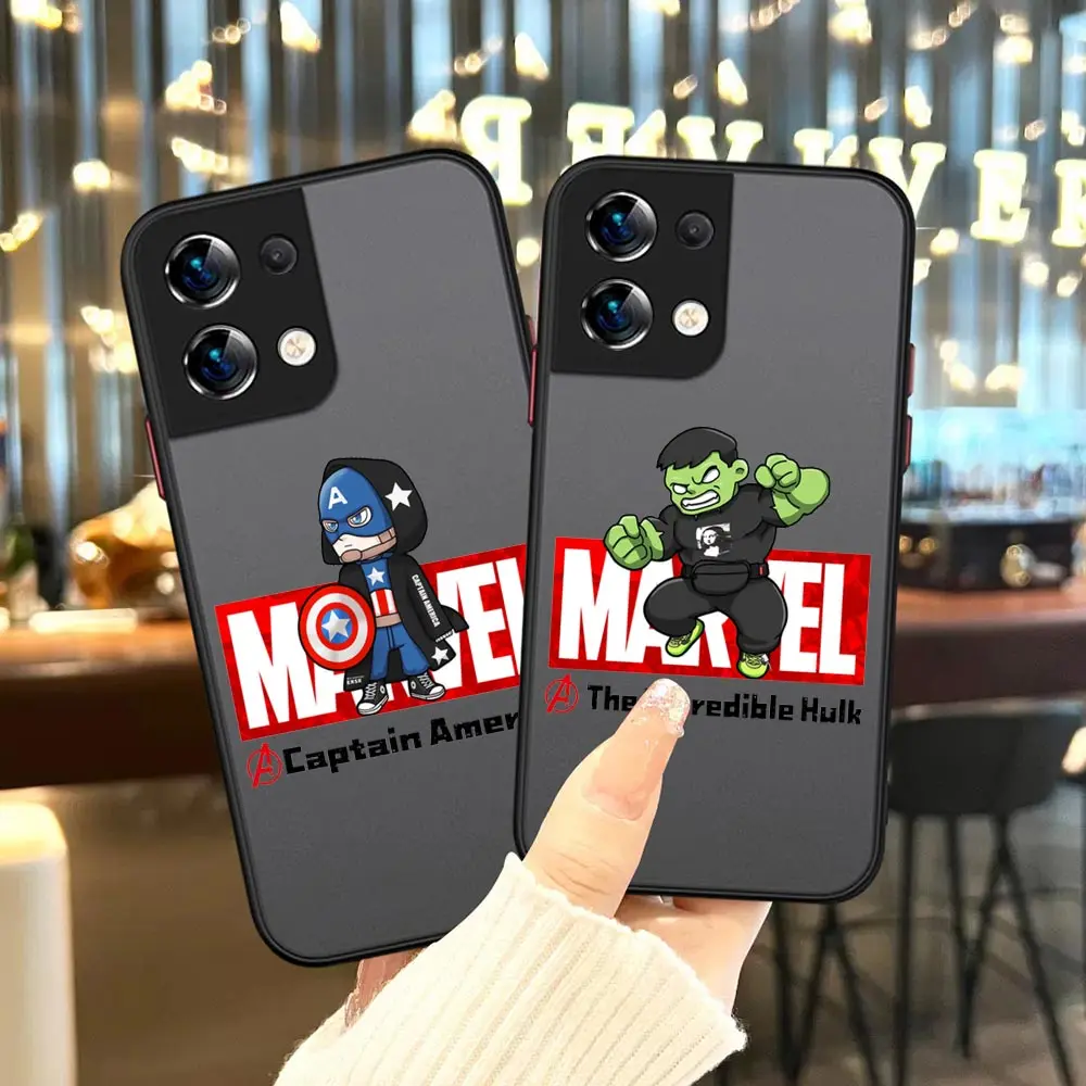 

Cute Marvel Avengers Hero Cartoon Comics Matte For OPPO Reno 7 Case For OPPO Reno 8 7 7Z 6Z 6 5 Pro Plus 4 4SE 3 2 2F Z Pro Plus