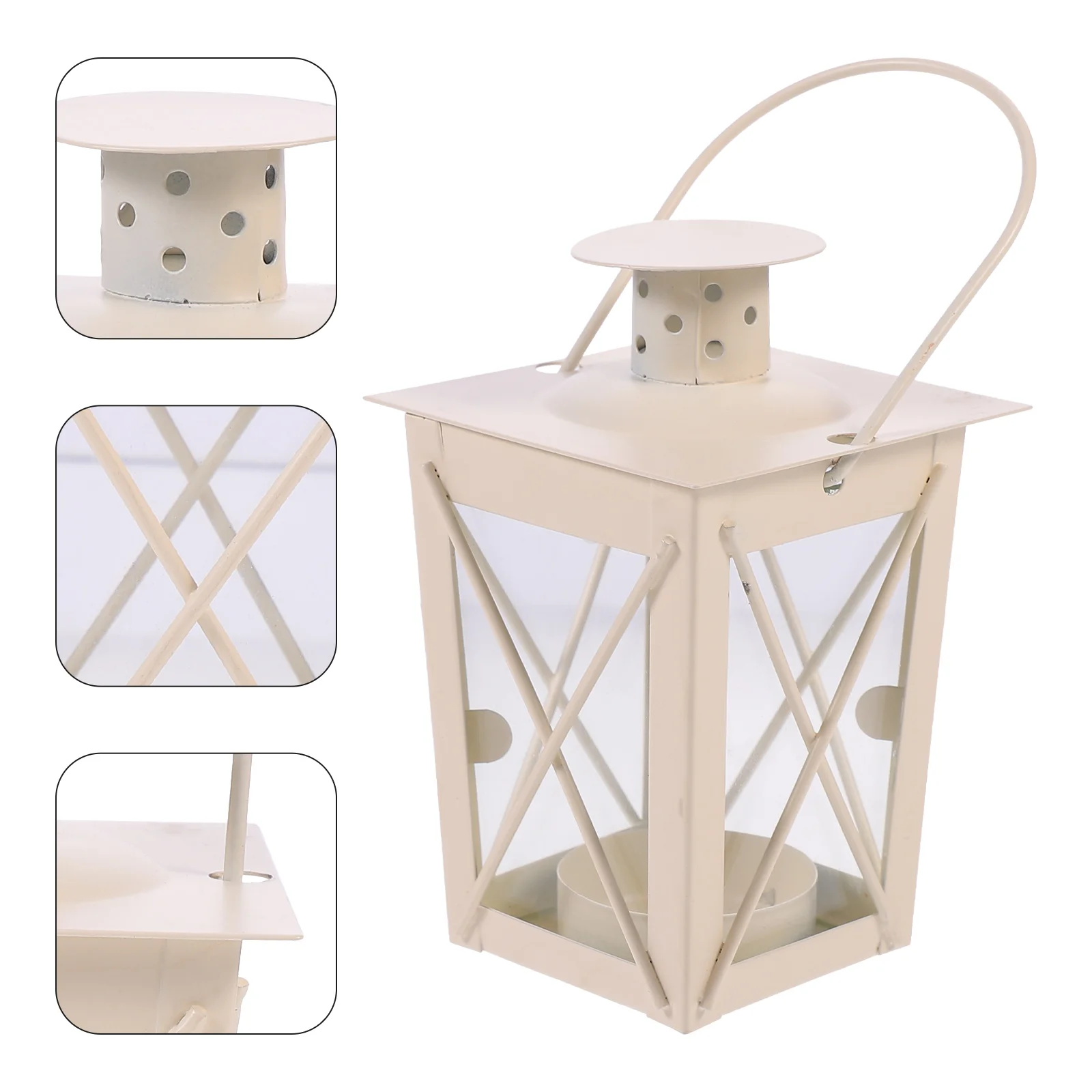 

Vintage Lantern White Candlesticks Rustic Holder Wedding Lanterns Decorative Dining Table Retro