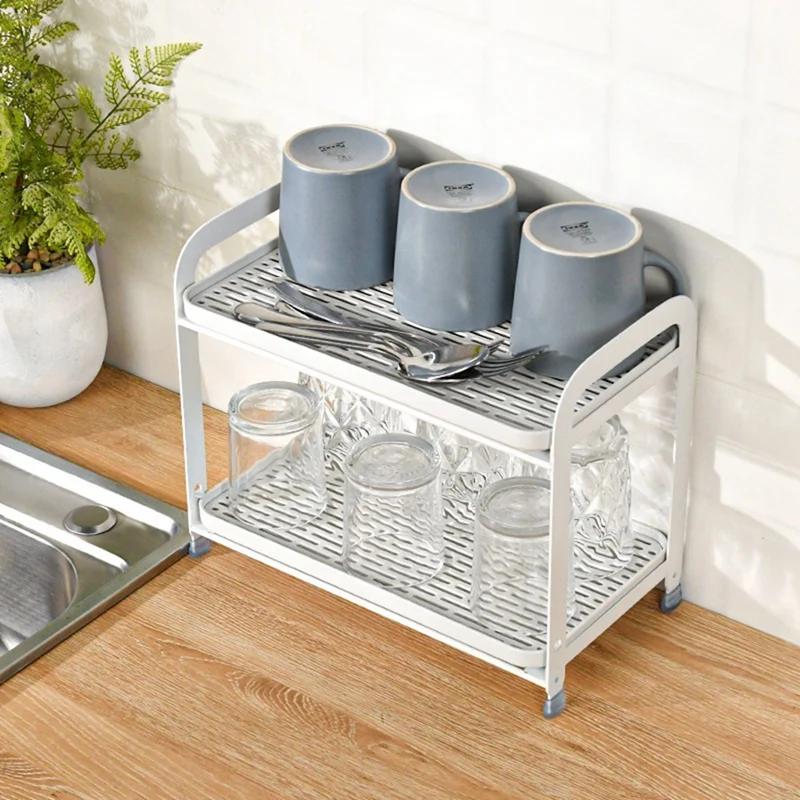 

Кухонный органайзер, чашка, банка для специй, полка, органайзер, 2 уровня, полка для бутылок для специй, держатель, хранение, кухонные столешн...