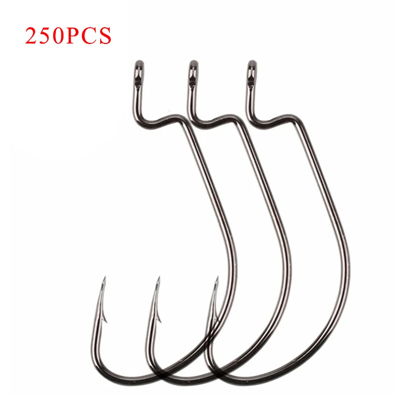 

250pcs/lot Fishing Soft Worm Hooks High Carbon Steel Wide Super Lock Fishhooks Lure Softjerk Hooks 1#2#4#6#8#-5/0 Fishing Tackle