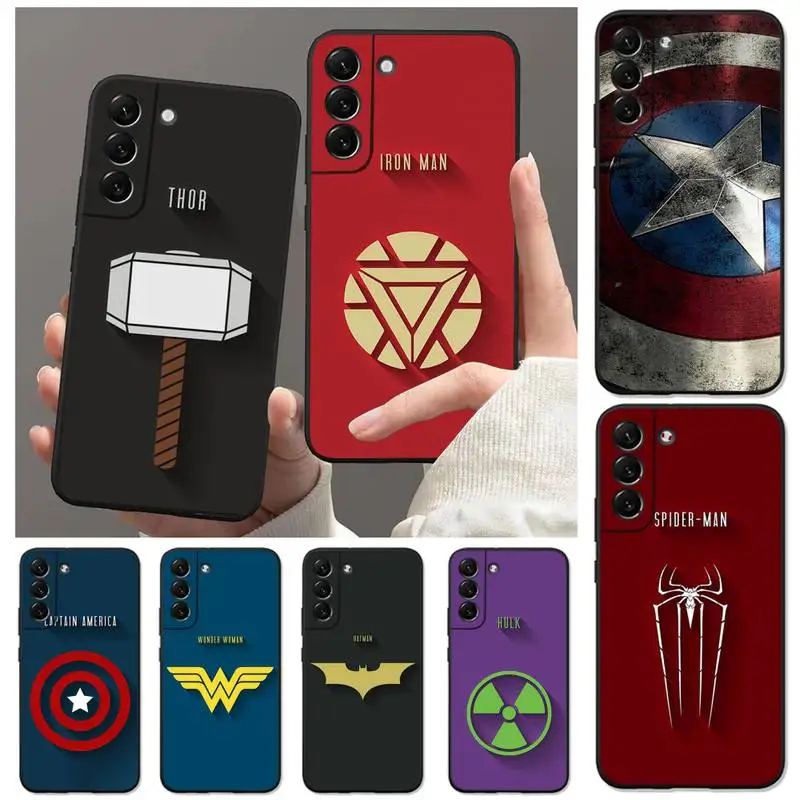 

Marvel DC Hero Weapon Logo Phone Case for Samsung Galaxy S22 S21 Ultra S20 FE S10 S9 Plus 5G lite 2020 Soft Funda Cover