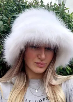 New Women Furry Fisherman Hat Solid Color Winter Cap Chic Bucket Cap Streetwear Photo Props Y2k Apparel Accessories 4