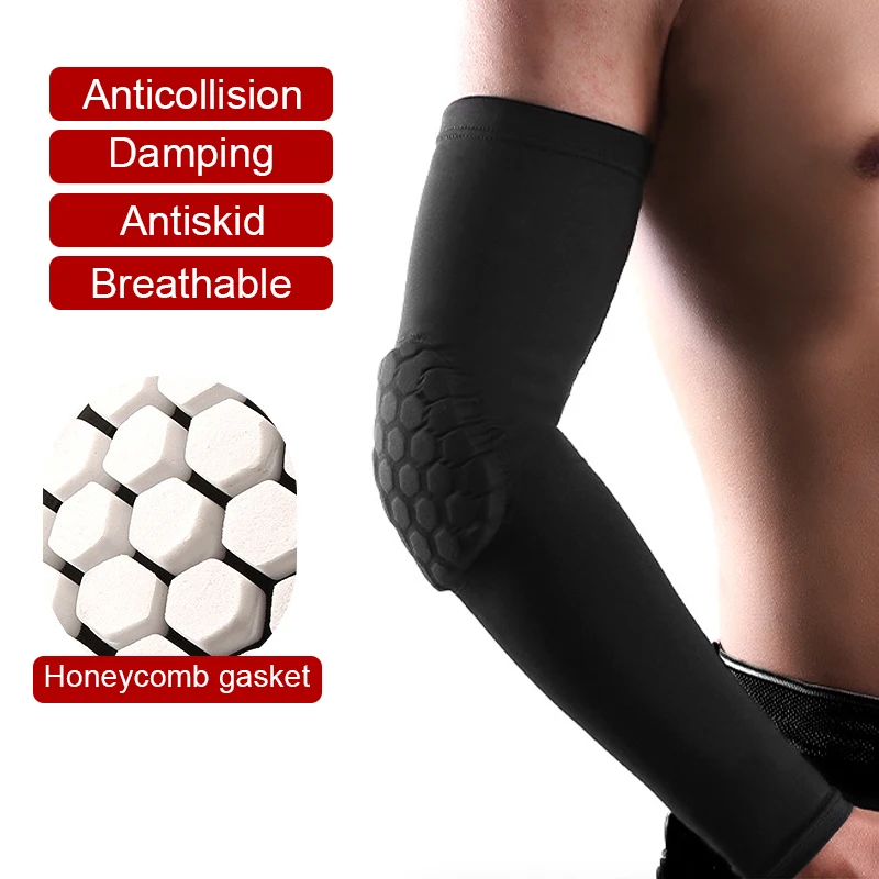 

1PC Arm guard Outdoor Sports Elbow Pad Cycling summer Sun protection Running Honeycomb Texture Anti-collision Basketball