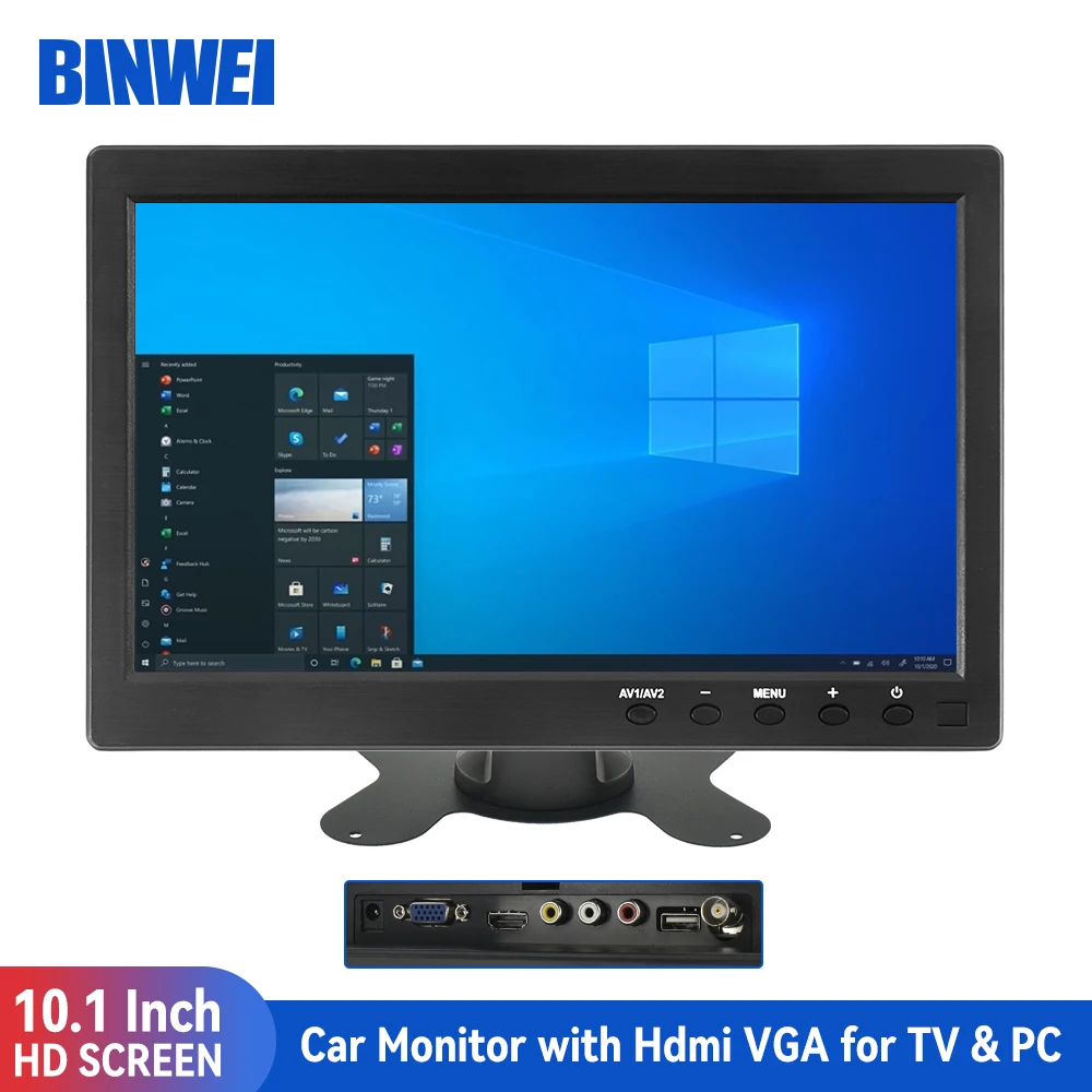 BINWEI 10,1-дюймовый телефон для компьютера, мини-монитор для телевизора  для ПК с VGA монитор для автомобиля с разъемом Hdmi экраном, домашняя  система безопасности | AliExpress