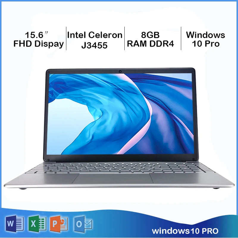 

Laptop 8GB RAM 128/256/512/1TB GB SSD Notebook Windows 10 Pro Intel J3455 Celeron Quad Core 15.6" Display laptop WIFI BT HDMI