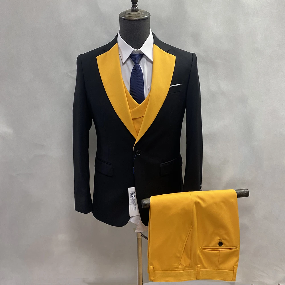 Костюм мужской облегающий из 3 предметов роскошный смокинг Вечерние вечернее