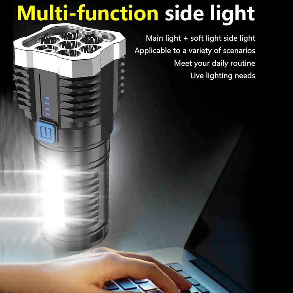 

USB Rechargeable With 4 Lighting Modes Camping Hiking Monitoring Led Flashlight